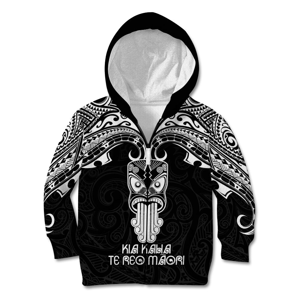 New Zealand Te Reo Maori Kid Hoodie Kia Kaha Maori Language Week Black Style LT9 - Polynesian Pride