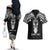 Personalised New Zealand Te Reo Maori Couples Matching Off The Shoulder Long Sleeve Dress and Hawaiian Shirt Kia Kaha Maori Language Week Black Style LT9 - Polynesian Pride
