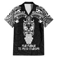Personalised New Zealand Te Reo Maori Family Matching Mermaid Dress and Hawaiian Shirt Kia Kaha Maori Language Week Black Style LT9 Dad's Shirt - Short Sleeve Black - Polynesian Pride