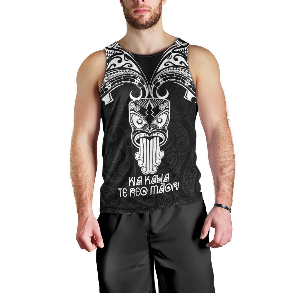 Personalised New Zealand Te Reo Maori Men Tank Top Kia Kaha Maori Language Week Black Style LT9 - Polynesian Pride