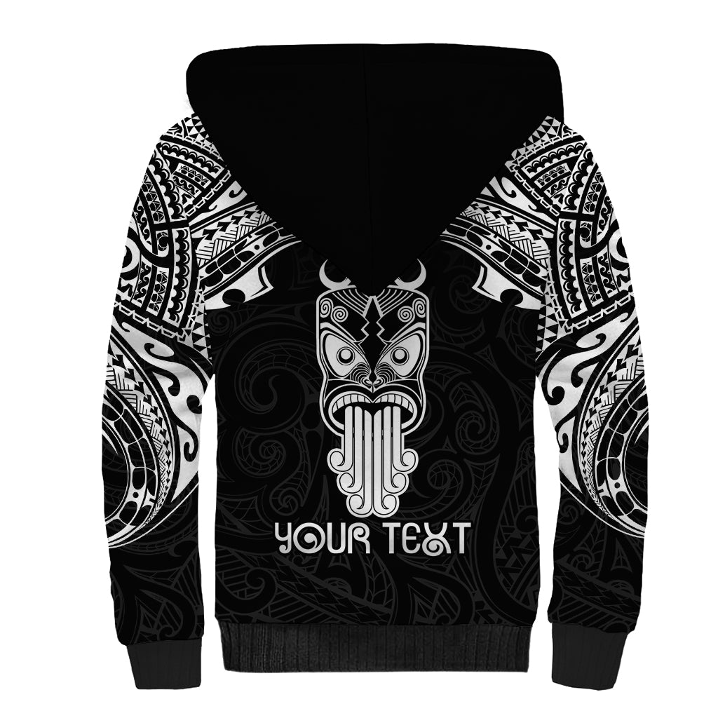 Personalised New Zealand Te Reo Maori Sherpa Hoodie Kia Kaha Maori Language Week Black Style LT9 - Polynesian Pride