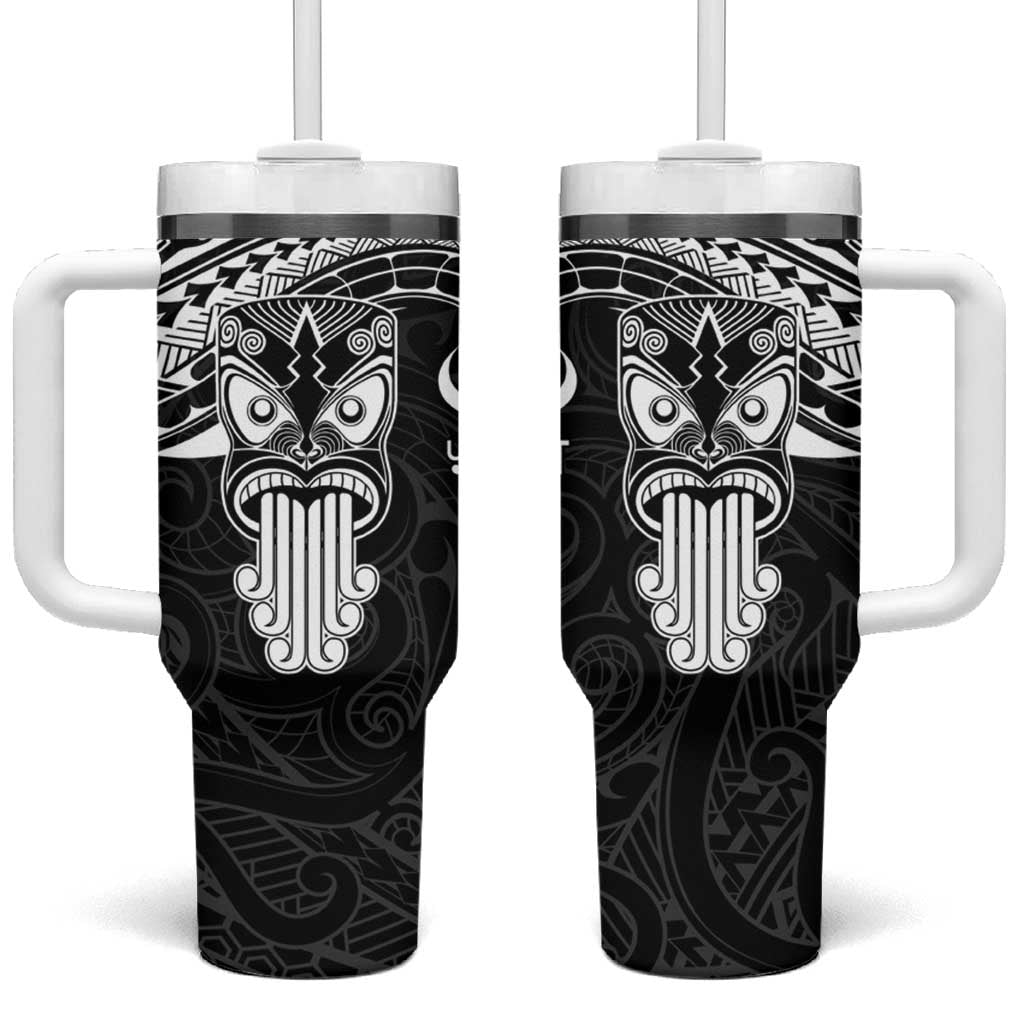 Personalised New Zealand Te Reo Maori Tumbler With Handle Kia Kaha Maori Language Week Black Style