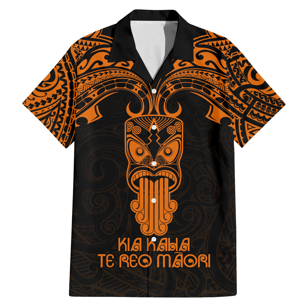 Personalised New Zealand Te Reo Maori Family Matching Mermaid Dress and Hawaiian Shirt Kia Kaha Maori Language Week Gold Style LT9 Dad's Shirt - Short Sleeve Gold - Polynesian Pride