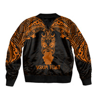 Personalised New Zealand Te Reo Maori Sleeve Zip Bomber Jacket Kia Kaha Maori Language Week Gold Style LT9 - Polynesian Pride