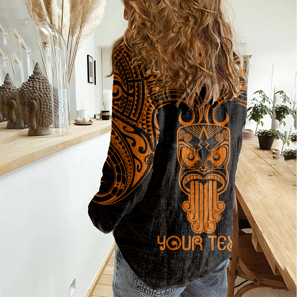 Personalised New Zealand Te Reo Maori Women Casual Shirt Kia Kaha Maori Language Week Gold Style LT9 - Polynesian Pride