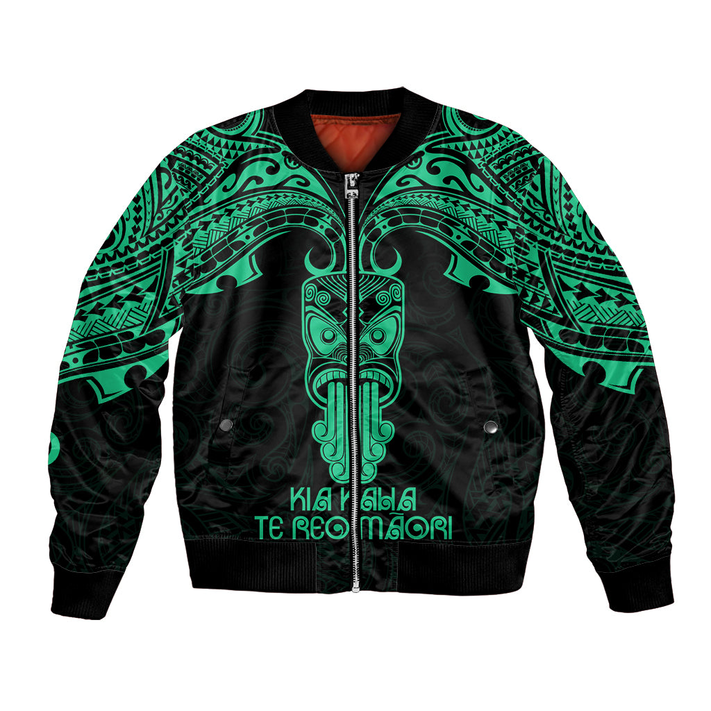 Personalised New Zealand Te Reo Maori Bomber Jacket Kia Kaha Maori Language Week Green Style LT9 Unisex Green - Polynesian Pride