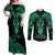 Personalised New Zealand Te Reo Maori Couples Matching Off Shoulder Maxi Dress and Long Sleeve Button Shirts Kia Kaha Maori Language Week Green Style LT9 Green - Polynesian Pride