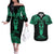 Personalised New Zealand Te Reo Maori Couples Matching Off The Shoulder Long Sleeve Dress and Hawaiian Shirt Kia Kaha Maori Language Week Green Style LT9 Green - Polynesian Pride