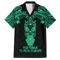 Personalised New Zealand Te Reo Maori Family Matching Puletasi Dress and Hawaiian Shirt Kia Kaha Maori Language Week Green Style LT9 Dad's Shirt - Short Sleeve Green - Polynesian Pride