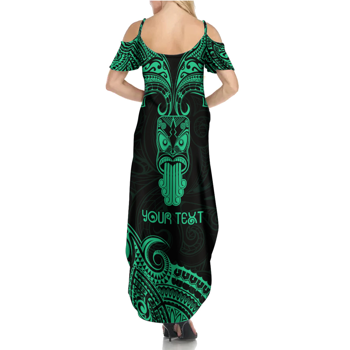 Personalised New Zealand Te Reo Maori Summer Maxi Dress Kia Kaha Maori Language Week Green Style LT9 - Polynesian Pride