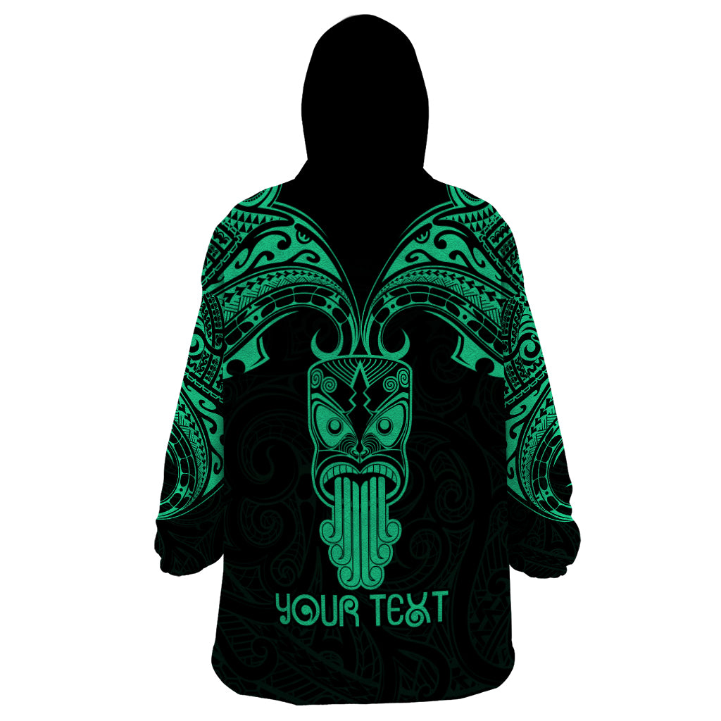 Personalised New Zealand Te Reo Maori Wearable Blanket Hoodie Kia Kaha Maori Language Week Green Style LT9 - Polynesian Pride
