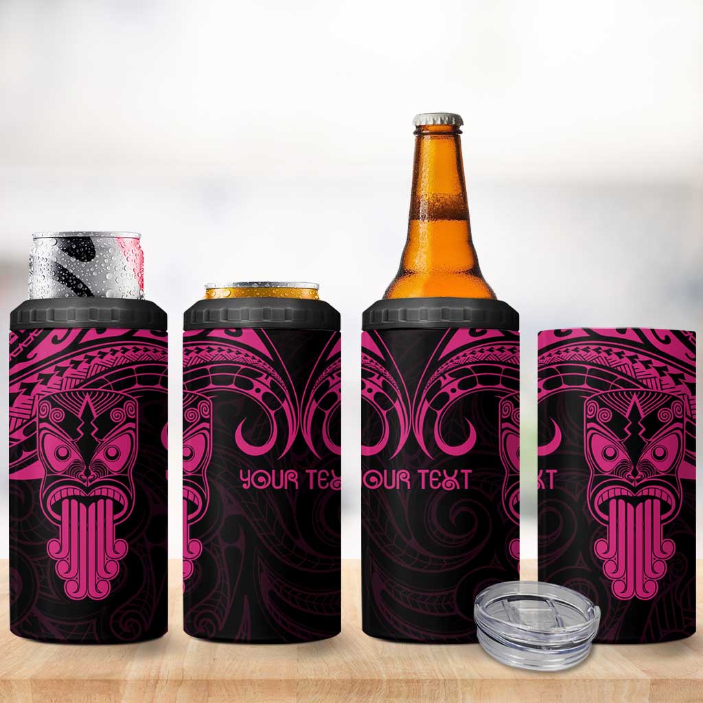 Personalised New Zealand Te Reo Maori 4 in 1 Can Cooler Tumbler Kia Kaha Maori Language Week Pink Style