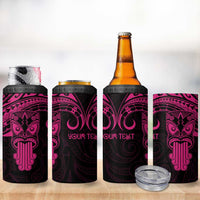 Personalised New Zealand Te Reo Maori 4 in 1 Can Cooler Tumbler Kia Kaha Maori Language Week Pink Style