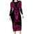 Personalised New Zealand Te Reo Maori Family Matching Long Sleeve Bodycon Dress and Hawaiian Shirt Kia Kaha Maori Language Week Pink Style LT9 Mom's Dress Pink - Polynesian Pride