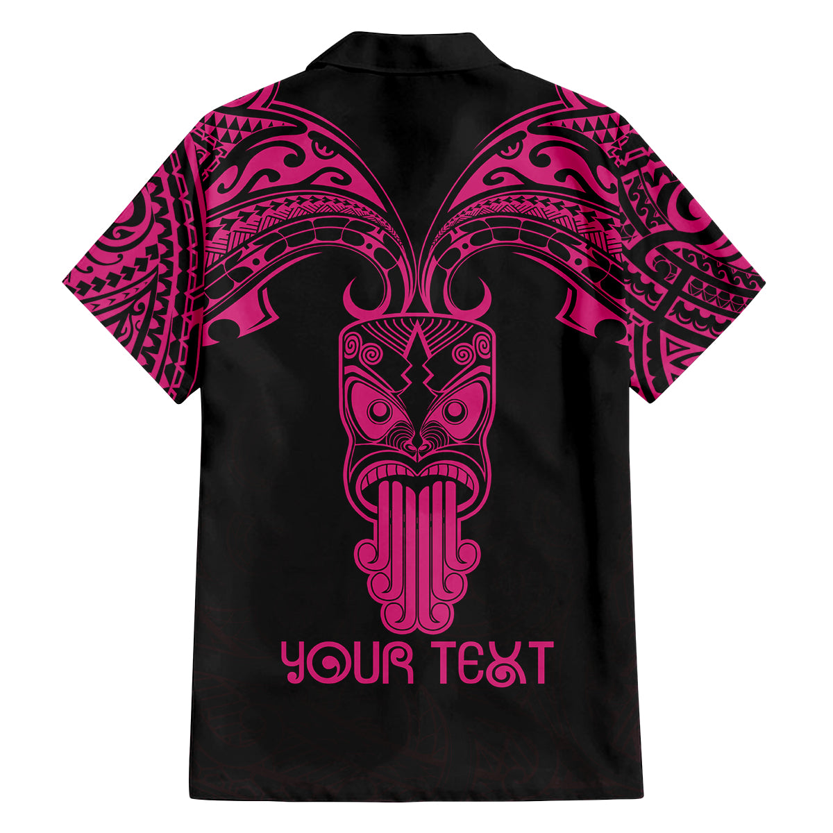 Personalised New Zealand Te Reo Maori Family Matching Off Shoulder Short Dress and Hawaiian Shirt Kia Kaha Maori Language Week Pink Style LT9 - Polynesian Pride