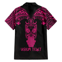 Personalised New Zealand Te Reo Maori Family Matching Short Sleeve Bodycon Dress and Hawaiian Shirt Kia Kaha Maori Language Week Pink Style LT9 - Polynesian Pride
