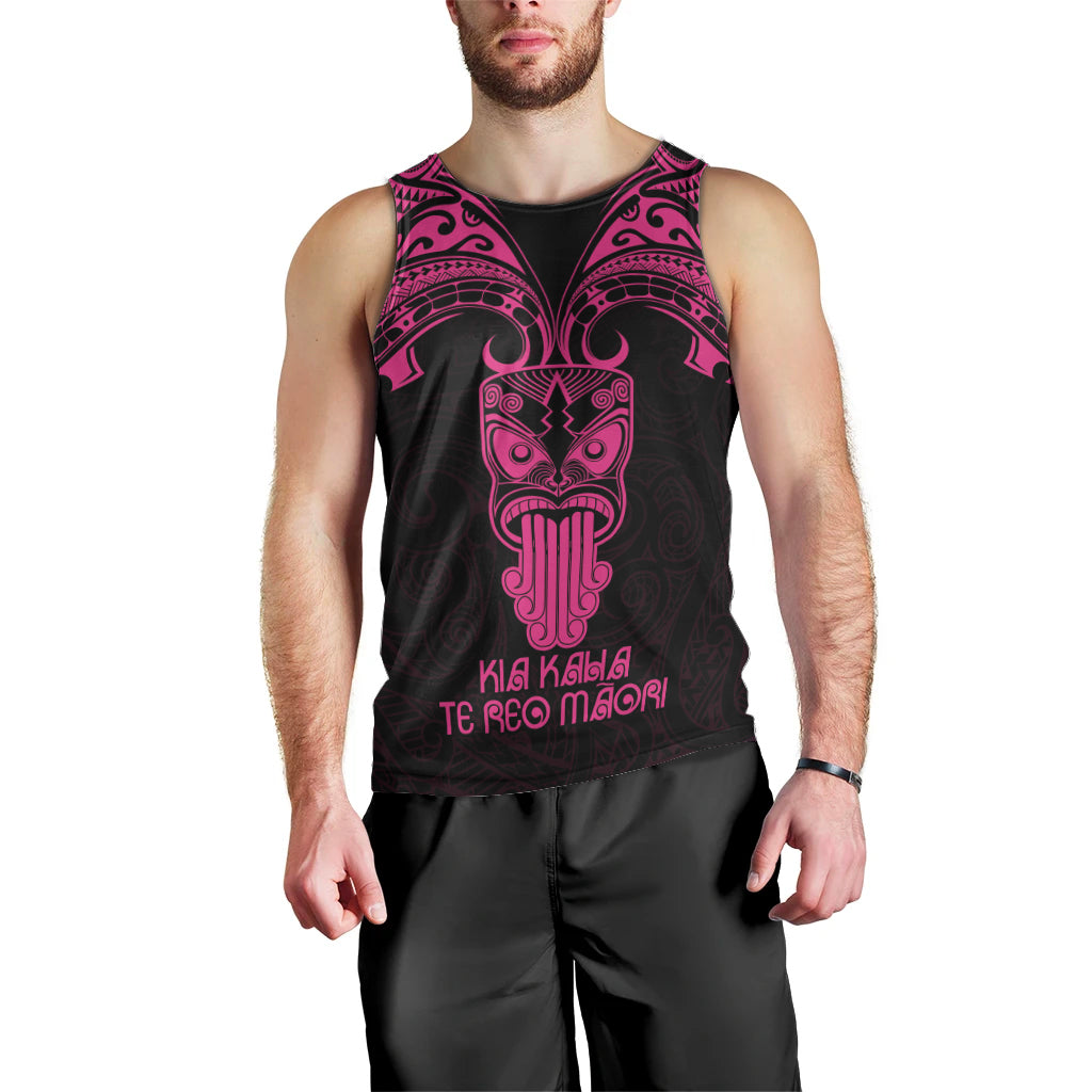 Personalised New Zealand Te Reo Maori Men Tank Top Kia Kaha Maori Language Week Pink Style LT9 - Polynesian Pride