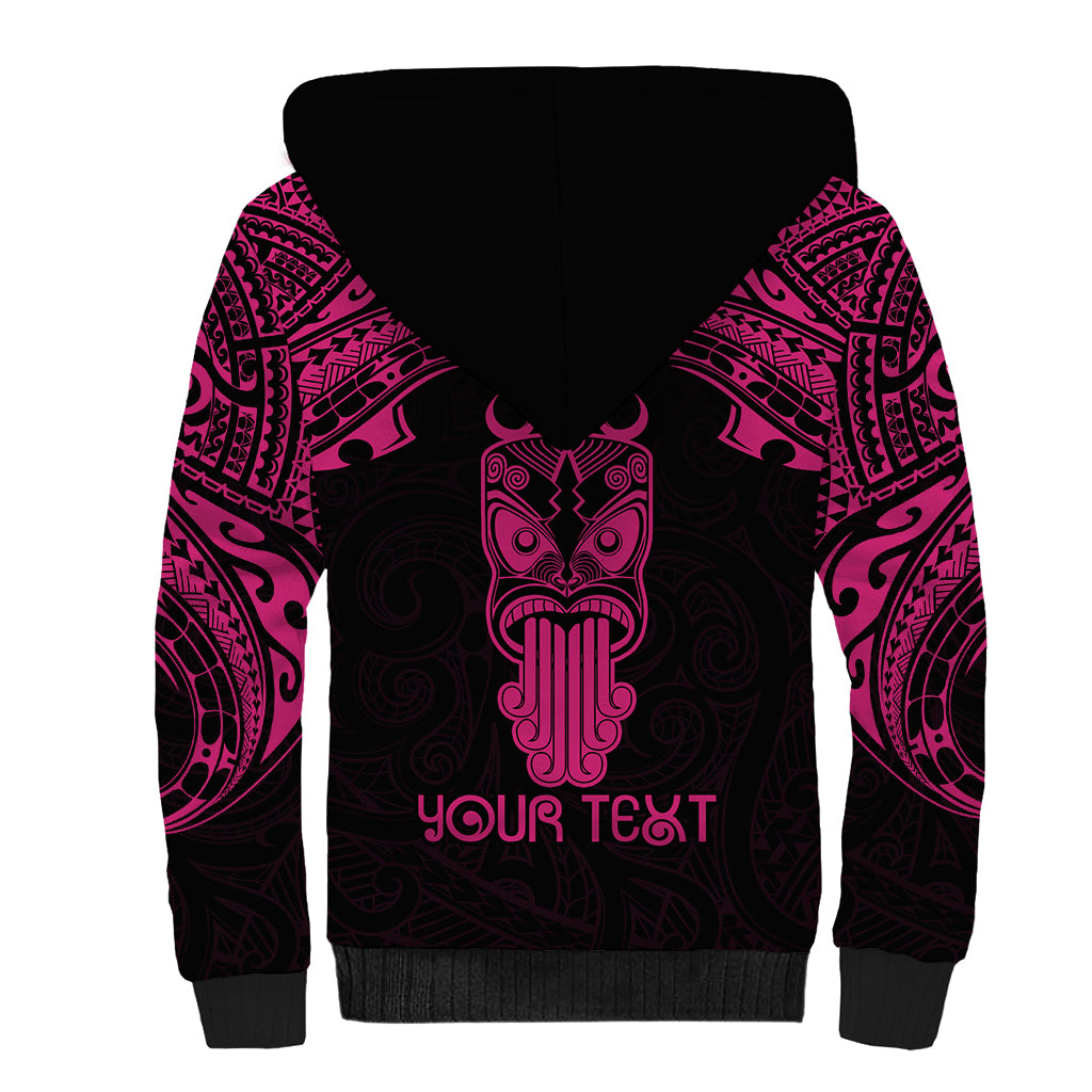Personalised New Zealand Te Reo Maori Sherpa Hoodie Kia Kaha Maori Language Week Pink Style LT9 - Polynesian Pride