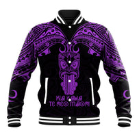 Personalised New Zealand Te Reo Maori Baseball Jacket Kia Kaha Maori Language Week Purple Style LT9 Unisex Purple - Polynesian Pride