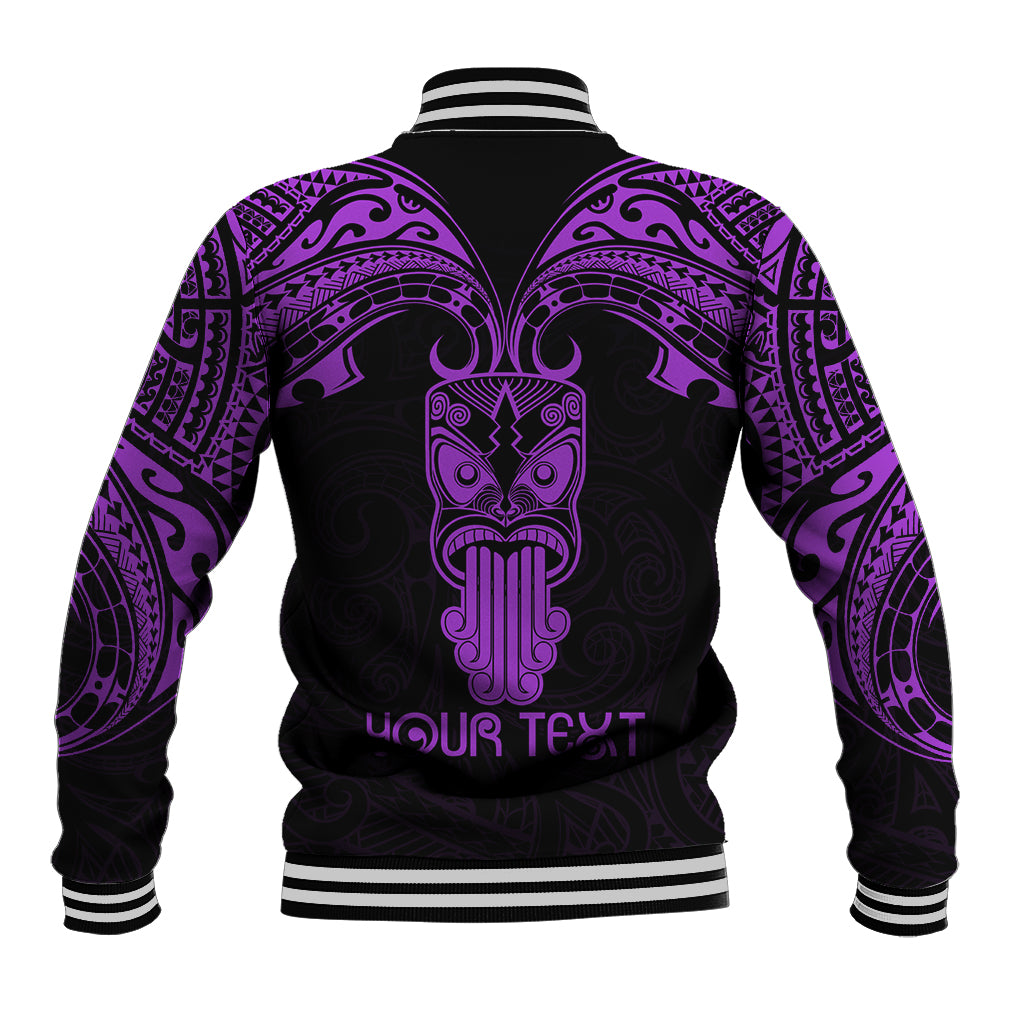 Personalised New Zealand Te Reo Maori Baseball Jacket Kia Kaha Maori Language Week Purple Style LT9 - Polynesian Pride