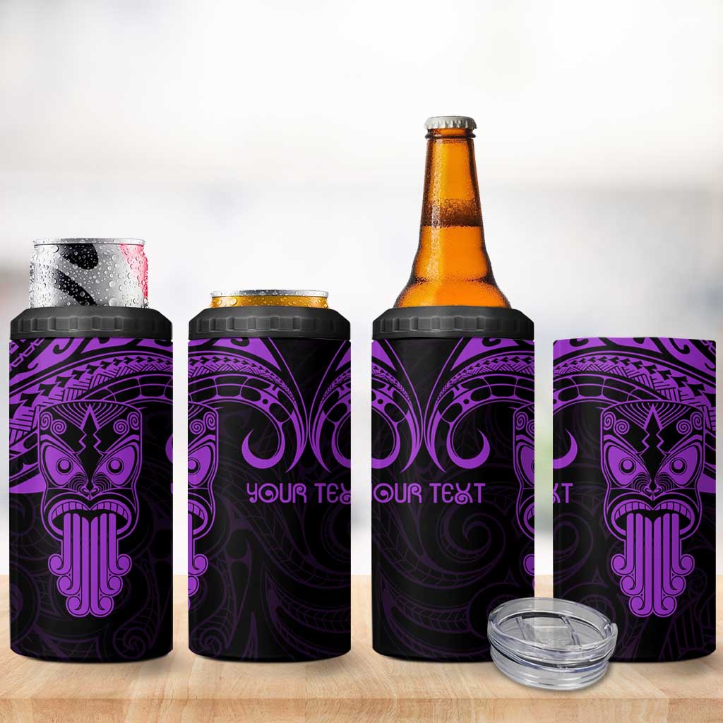 Personalised New Zealand Te Reo Maori 4 in 1 Can Cooler Tumbler Kia Kaha Maori Language Week Purple Style