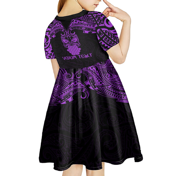 Personalised New Zealand Te Reo Maori Off The Shoulder Long Sleeve Dress Kia Kaha Maori Language Week Pink Style LT9