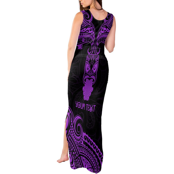 Personalised New Zealand Te Reo Maori Off The Shoulder Long Sleeve Dress Kia Kaha Maori Language Week Pink Style LT9 main image 1