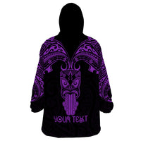 Personalised New Zealand Te Reo Maori Wearable Blanket Hoodie Kia Kaha Maori Language Week Purple Style LT9 - Polynesian Pride