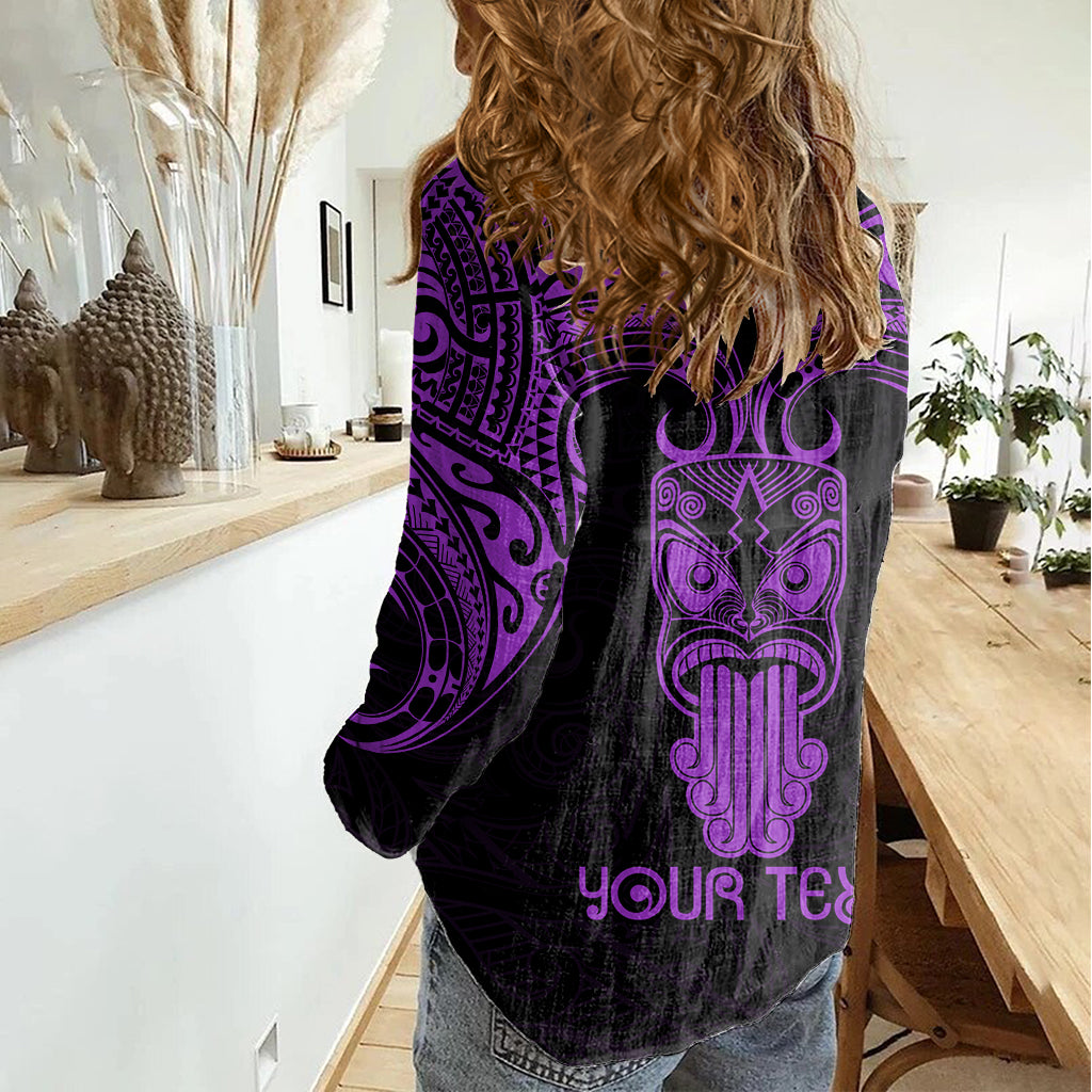 Personalised New Zealand Te Reo Maori Women Casual Shirt Kia Kaha Maori Language Week Purple Style LT9 - Polynesian Pride