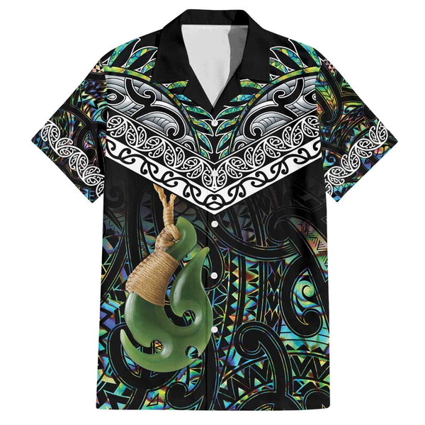 New Zealand Couples Matching Off The Shoulder Long Sleeve Dress and Hawaiian Shirt Manaia Maori Pattern With Turquoise Fern LT05