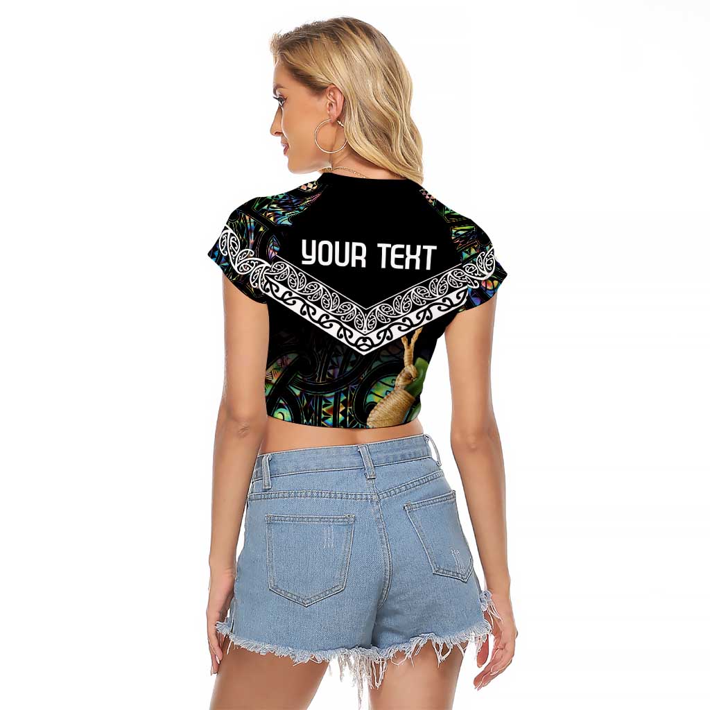 Personalised Maori Manaia Raglan Cropped T Shirt New Zealand Tribal Hei Matau Papua Shell