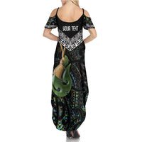 Personalised Maori Manaia Summer Maxi Dress New Zealand Tribal Hei Matau Papua Shell LT9 - Polynesian Pride