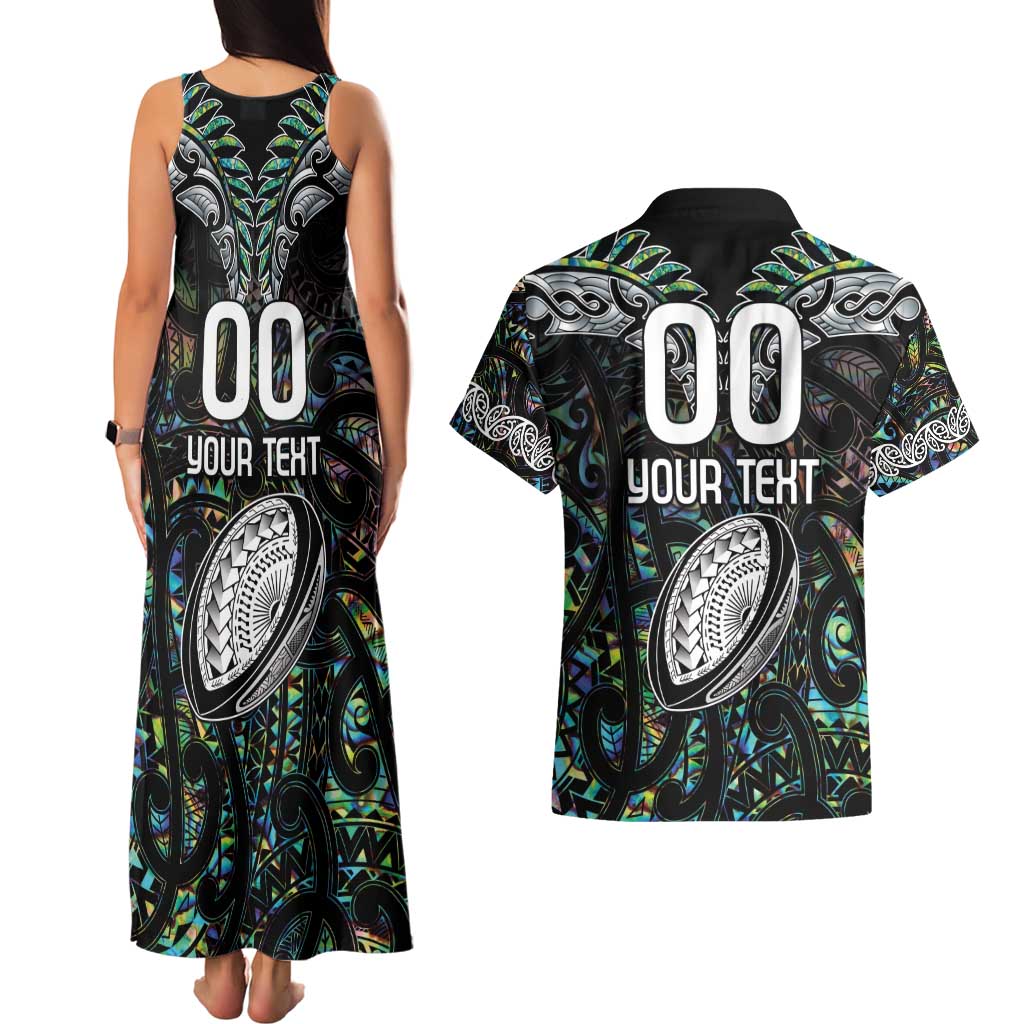 Custom New Zealand Couples Matching Tank Maxi Dress and Hawaiian Shirt Maori Rugby Tattoo Papua Shell