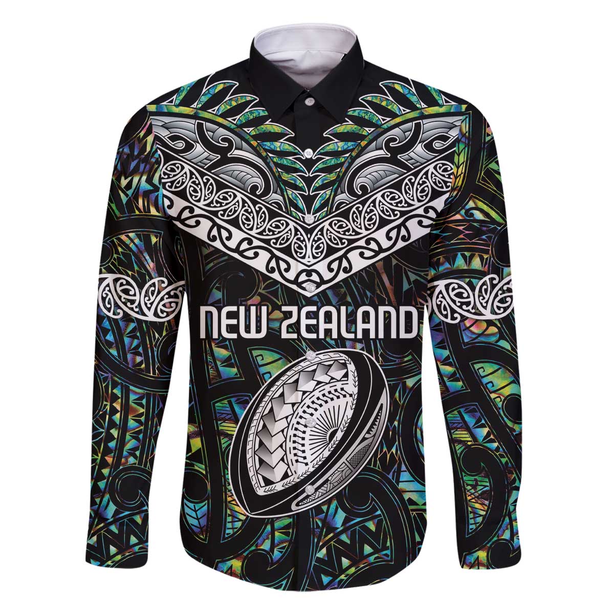Custom New Zealand Family Matching Off The Shoulder Long Sleeve Dress and Hawaiian Shirt Maori Rugby Tattoo Papua Shell
