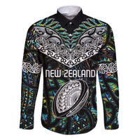 Custom New Zealand Family Matching Off Shoulder Maxi Dress and Hawaiian Shirt Maori Rugby Tattoo Papua Shell