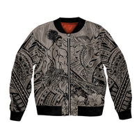 Beauty and The Warrior Polynesian Valentine Bomber Jacket Hibiscus FLowers Brown Style LT9 Unisex Brown - Polynesian Pride