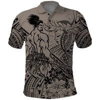 Beauty and The Warrior Polynesian Valentine Polo Shirt Hibiscus FLowers Brown Style LT9 Brown - Polynesian Pride