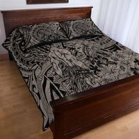 Beauty and The Warrior Polynesian Valentine Quilt Bed Set Hibiscus FLowers Brown Style LT9 - Polynesian Pride