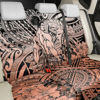 Beauty and The Warrior Polynesian Valentine Back Car Seat Cover Hibiscus FLowers Orange Style LT9 - Polynesian Pride
