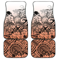 Beauty and The Warrior Polynesian Valentine Car Mats Hibiscus FLowers Orange Style LT9 Orange - Polynesian Pride