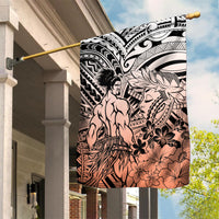 Beauty and The Warrior Polynesian Valentine Garden Flag Hibiscus FLowers Orange Style LT9 House Flag Orange - Polynesian Pride