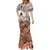 Beauty and The Warrior Polynesian Valentine Mermaid Dress Hibiscus FLowers Orange Style LT9 - Polynesian Pride
