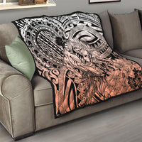 Beauty and The Warrior Polynesian Valentine Quilt Hibiscus FLowers Orange Style LT9 - Polynesian Pride