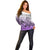 Beauty and The Warrior Polynesian Valentine Off Shoulder Sweater Hibiscus FLowers Purple Style LT9 - Polynesian Pride