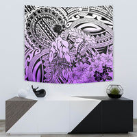 Beauty and The Warrior Polynesian Valentine Tapestry Hibiscus FLowers Purple Style LT9 - Polynesian Pride