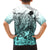 Beauty and The Warrior Polynesian Valentine Family Matching Short Sleeve Bodycon Dress and Hawaiian Shirt Hibiscus FLowers Turquoise Style LT9 - Polynesian Pride