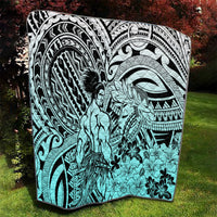 Beauty and The Warrior Polynesian Valentine Quilt Hibiscus FLowers Turquoise Style LT9 - Polynesian Pride