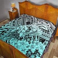 Beauty and The Warrior Polynesian Valentine Quilt Hibiscus FLowers Turquoise Style LT9 - Polynesian Pride