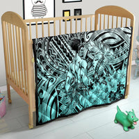 Beauty and The Warrior Polynesian Valentine Quilt Hibiscus FLowers Turquoise Style LT9 - Polynesian Pride