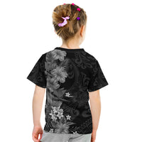 Hawaii Tropical Flowers Tribal Pattern Kid T Shirt Black Style LT9 - Polynesian Pride